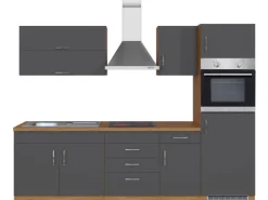 Held Möbel Küchenzeile Sorrento 270 cm Anthrazit-Wotaneiche