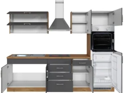 Held Möbel Küchenzeile Sorrento 270 cm Anthrazit-Wotaneiche