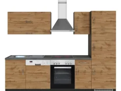 Held Möbel Küchenzeile Sorrento 270 cm Wotaneiche-Grafit