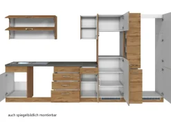 Held Möbel Küchenzeile Sorrento 360 cm Wotaneiche-Wotaneiche ohne E-Geräte