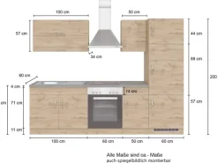 Held Möbel Küchenzeile Sorrento 270 cm Anthrazit-Wotaneiche ohne E-Geräte