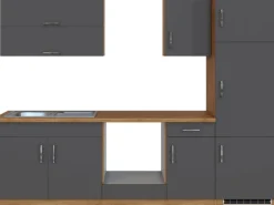 Held Möbel Küchenzeile Sorrento 270 cm Anthrazit-Wotaneiche ohne E-Geräte