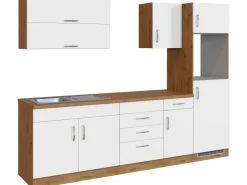 Held Möbel Küchenzeile Sorrento 270 cm Weiß-Wotaneiche ohne E-Geräte