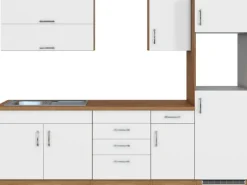 Held Möbel Küchenzeile Sorrento 270 cm Weiß-Wotaneiche ohne E-Geräte