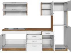 Held Möbel Küchenzeile Sorrento 270 cm Weiß-Wotaneiche ohne E-Geräte