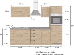 Held Möbel Küchenzeile Sorrento 270 cm Wotaneiche-Wotaneiche