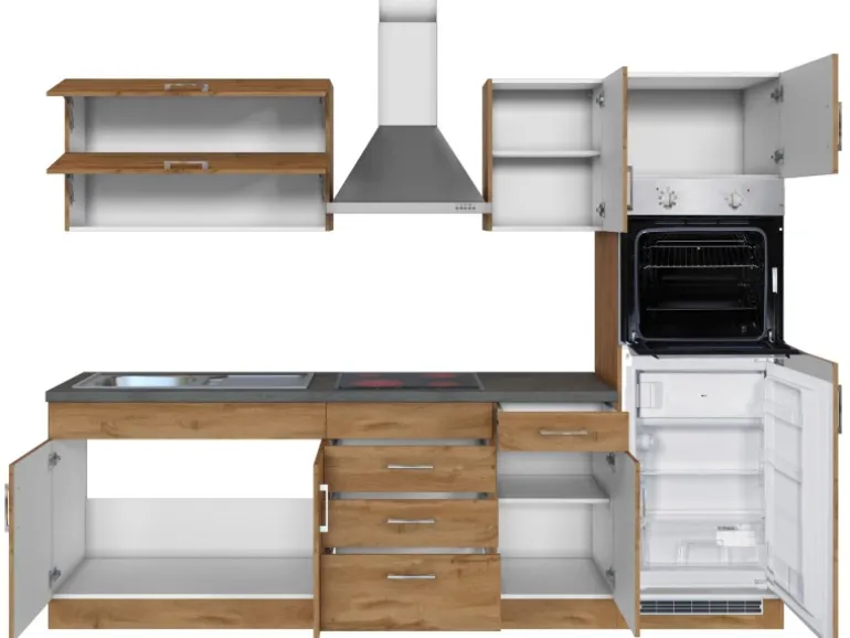 Held Möbel Küchenzeile Sorrento 270 cm Wotaneiche-Wotaneiche