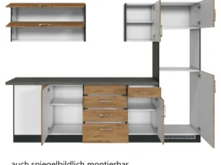 Held Möbel Küchenzeile Sorrento 210/ 270 cm Wotaneiche-Grafit o. E-Geräte Winkel