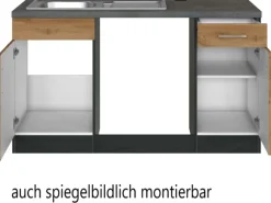 Held Möbel Küchenzeile Sorrento 210/ 270 cm Wotaneiche-Grafit o. E-Geräte Winkel
