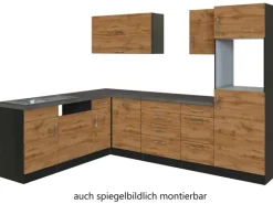Held Möbel Küchenzeile Sorrento 210/ 270 cm Wotaneiche-Grafit o. E-Geräte Winkel