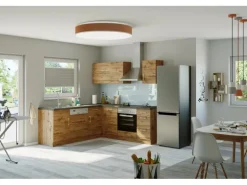 Held Möbel Küchenzeile Sorrento 210 cm Wotaneiche-Wotaneiche Winkel