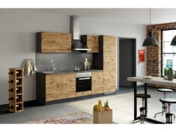 Held Möbel Küchenzeile Sorrento 270 cm Wotaneiche-Grafit