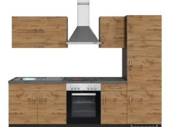 Held Möbel Küchenzeile Sorrento 270 cm Wotaneiche-Grafit