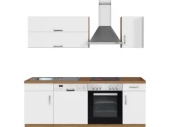 Held Möbel Küchenzeile Sorrento 210 cm Weiß-Wotaneiche