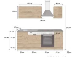 Held Möbel Küchenzeile Sorrento 210 cm Weiß-Wotaneiche