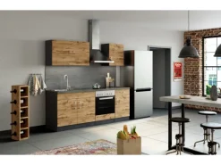 Held Möbel Küchenzeile Sorrento 210 cm Wotaneiche-Grafit