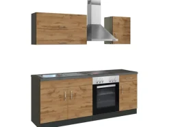 Held Möbel Küchenzeile Sorrento 210 cm Wotaneiche-Grafit