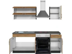 Held Möbel Küchenzeile Sorrento 210 cm Wotaneiche-Grafit