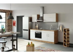 Held Möbel Küchenzeile Sorrento 210 cm Weiß-Wotaneiche