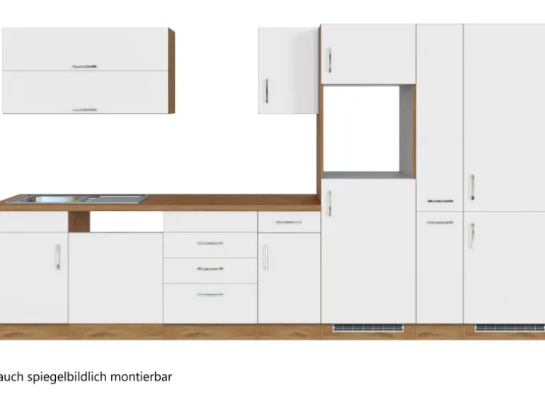 Held Möbel Küchenzeile Sorrento 360 cm Weiß-Wotaneiche ohne E-Geräte