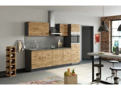 Held Möbel Küchenzeile Sorrento 270 cm Wotaneiche-Grafit