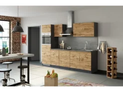 Held Möbel Küchenzeile Sorrento 270 cm Wotaneiche-Grafit