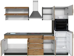 Held Möbel Küchenzeile Sorrento 270 cm Wotaneiche-Grafit