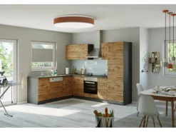 Held Möbel Küchenzeile Sorrento 210/270 cm Wotaneiche-Grafit Winkel