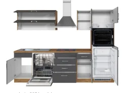 Held Möbel Küchenzeile Sorrento 270 cm Anthrazit-Wotaneiche