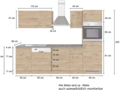 Held Möbel Küchenzeile Sorrento 270 cm Anthrazit-Wotaneiche