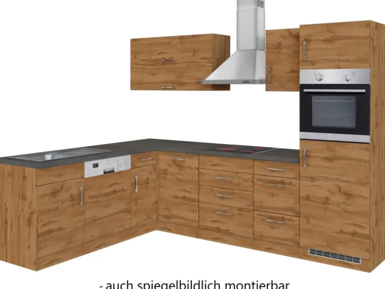 Held Möbel Küchenzeile Sorrento 210/ 270 cm Wotaneiche Winkel