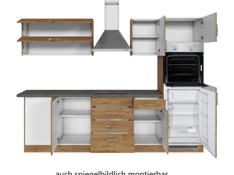 Held Möbel Küchenzeile Sorrento 210/ 270 cm Wotaneiche Winkel
