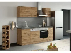 Held Möbel Küchenzeile Sorrento 210 cm Wotaneiche-Wotaneiche