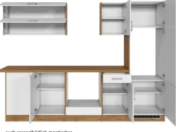 Held Möbel Küchenzeile Sorrento 210/ 270 cm Weiß-Wotaneiche o. E-Geräte Winkel