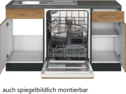 Held Möbel Küchenzeile Sorrento 210 cm Wotaneiche-Grafit Winkel