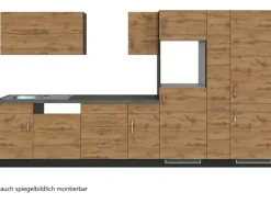 Held Möbel Küchenzeile Sorrento 360 cm Wotaneiche-Grafit ohne E-Geräte
