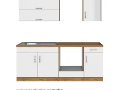 Held Möbel Küchenzeile Sorrento 210 cm Weiß-Wotaneiche ohne E-Geräte