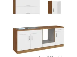 Held Möbel Küchenzeile Sorrento 210 cm Weiß-Wotaneiche ohne E-Geräte