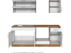 Held Möbel Küchenzeile Sorrento 210 cm Weiß-Wotaneiche ohne E-Geräte