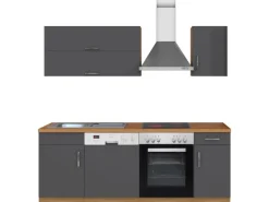 Held Möbel Küchenzeile Sorrento 210 cm Anthrazit-Wotaneiche