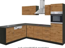 Held Möbel Küchenzeile Sorrento 210/270 cm Wotaneiche-Grafit Winkel
