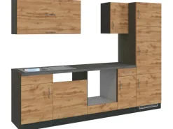 Held Möbel Küchenzeile Sorrento 270 cm Wotaneiche-Grafit ohne E-Geräte