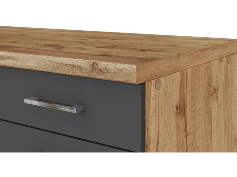 Held Möbel Küchenzeile Sorrento 210 cm Anthrazit-Wotaneiche Winkel