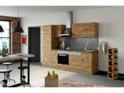 Held Möbel Küchenzeile Sorrento 270 cm Wotaneiche-Wotaneiche ohne E-Geräte