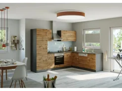 Held Möbel Küchenzeile Sorrento 210/ 270 cm Wotaneiche-Grafit o. E-Geräte Winkel