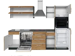 Held Möbel Küchenzeile Sorrento 270 cm Wotaneiche-Grafit