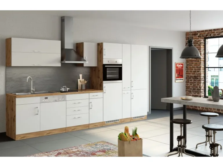 Held Möbel Küchenzeile Sorrento 360 cm Weiß-Wotaneiche