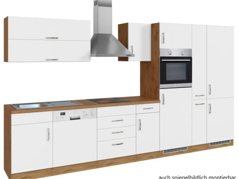 Held Möbel Küchenzeile Sorrento 360 cm Weiß-Wotaneiche