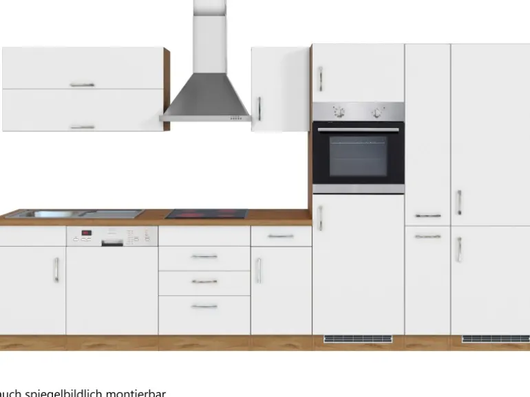 Held Möbel Küchenzeile Sorrento 360 cm Weiß-Wotaneiche