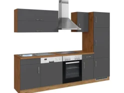 Held Möbel Küchenzeile Sorrento 270 cm Anthrazit-Wotaneiche